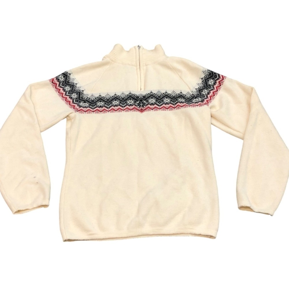 Dale of Norway Sweater Womens Small Cream Fair Isle Quarter Zip Wool Pullover